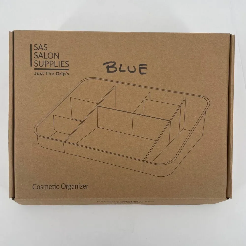 Cosmetic Organizer Blue Vanity Makeup PET Hard Recycled‎ Plastic Lightweight NEW